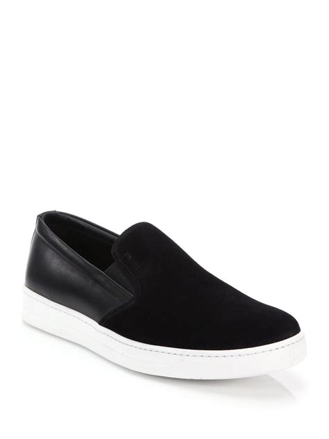 prada mens shoes suede trainers sneakers|Prada men's slip on sneakers.